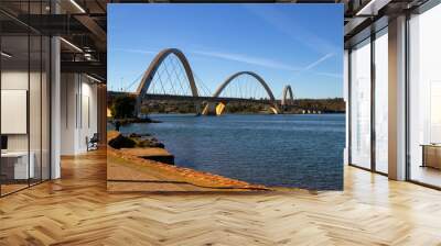 Paisagem do Lago Paranoá e Ponte Juscelino Kubitschek em Brasília. Wall mural