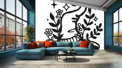 magic esoteric whimsical doodles hand drawn Wall mural