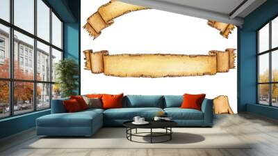 Watercolor hand drawn vintage scroll banner Wall mural