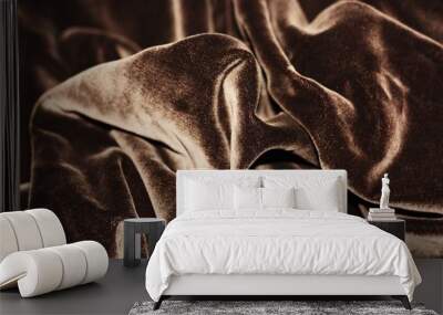 Beautiful fabric brown velvet close up view Wall mural