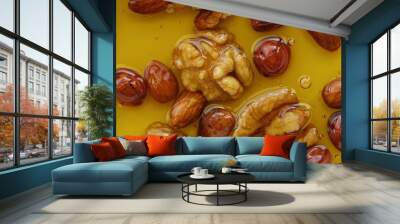 Delicious honey with walnuts and hazelnuts Wall mural