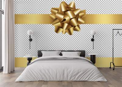 christmas gold bow and ribbon  Wall mural