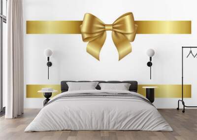 gold bow and ribbon for birthday and christmas decorations	 Wall mural