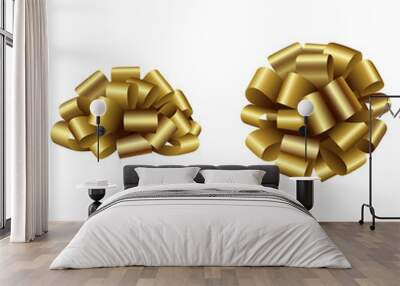 Gold  isolated bow. Side and top view Wall mural