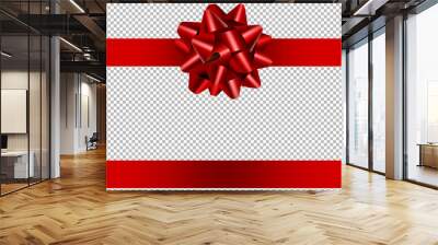 red bow and ribbon illustration for christmas and birthday decorations Wall mural