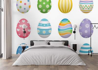 set of easter eggs isolated on white Wall mural