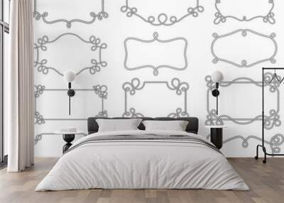 set of isolated decorative borders. collection of rope frames Wall mural