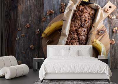 Banana bread with walnut topping Wall mural