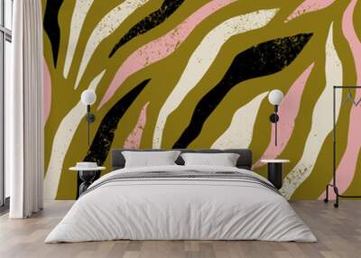 Background with colorful Zebra skin pattern. Trendy hand drawn textures. Wall mural