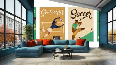 Football soccer player set posters of characters vector illustration Wall mural