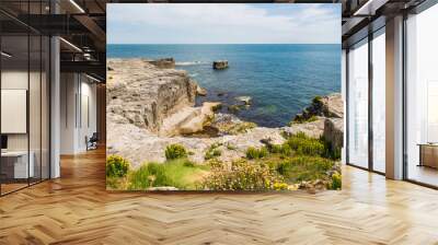 Jurassic Coast Line with Turquoise Sea on a Sunny Day. Wall mural