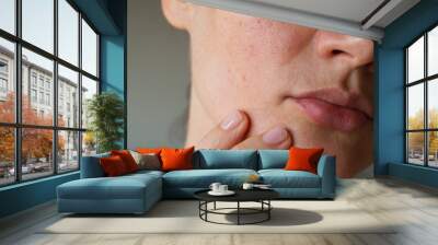 pores on the skin of the face. Cleansing the face skin Wall mural