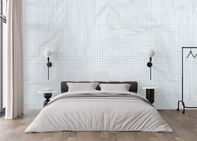 Crumpled Sheet graph paper background. Architect background.  Millimeter paper sheet grid. Geometry concept. Wall mural