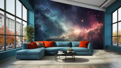 Galaxy and Nebula. Abstract space background. Endless universe with stars and galaxies in outer space. Cosmos art. Generative AI Wall mural