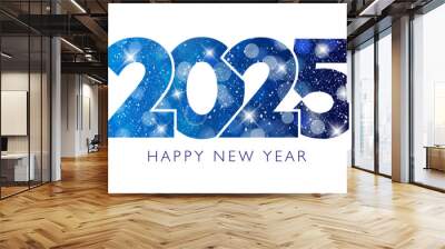 Happy New Year 2025 text design. Vector illustration. Wall mural