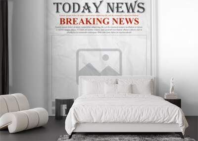 Newspaper layout. Breaking world news tabloid on newspaper. Realistic vector illustration. Wall mural