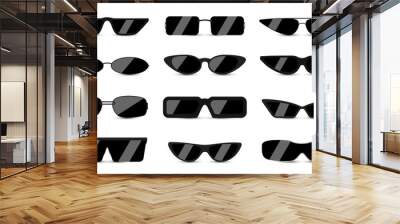 Set of modern fashion sunglasses in black frame and black glasses. Wall mural