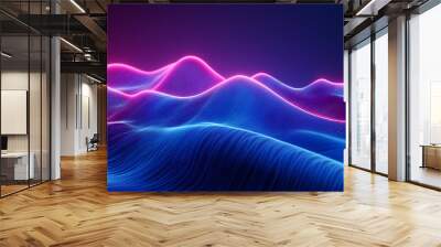 big neon wave background. Wall mural