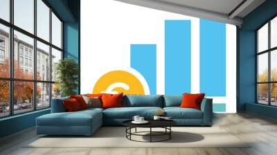 Positive euro value trend icon Wall mural