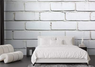 Background texture of a white brick wall, wide banner Wall mural