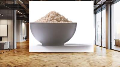 Cup filled with raw rice grains, lateral view, on white background and shadow
 Wall mural