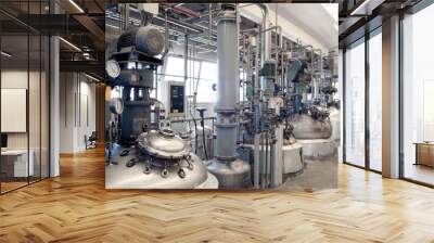 internal of a chemistry factory with tanks and pipes Wall mural