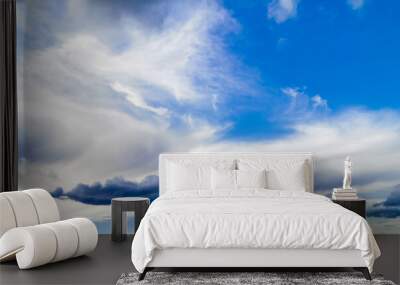  Blue sky background with white clouds skies Wall mural