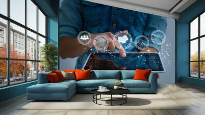 Businessman focused on case study. study online, e learning Wall mural