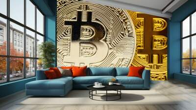 Coin bitcoin in a gift box for a ring or jewelry the concept of crypto currency the best gift Wall mural