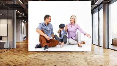 family and virtual glasses white background Wall mural