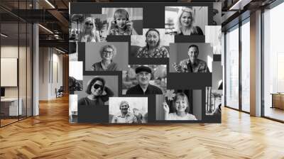 Group of beautiful people in front of a black background Wall mural