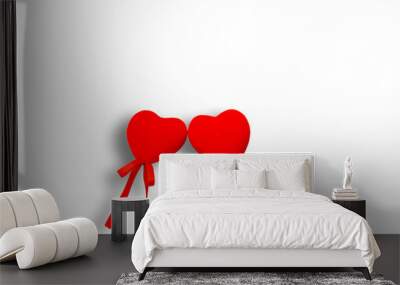 Love red hearts on white background for valentines day, card concept Wall mural