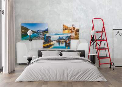 photo canvas lying in the house on the couch Wall mural