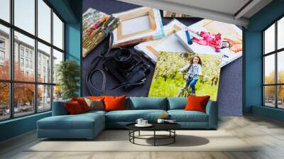 portraits of a little girl on a canvas photo Wall mural