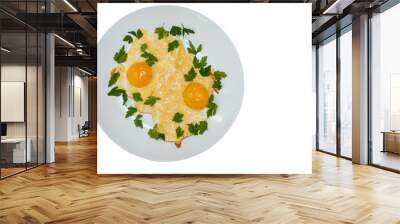 Two fried eggs for healthy breakfast . Wall mural