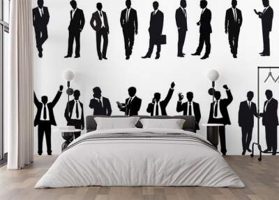 businessman woman silhouette illustration vector Wall mural