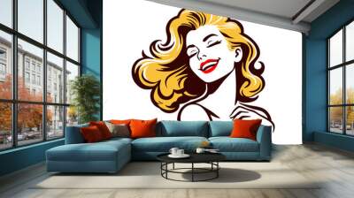 cover pinup girl beauty silhouette drawing vector Wall mural