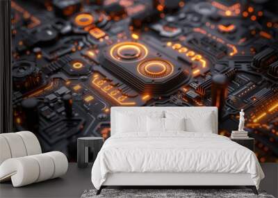 Futuristic network design with glowing connections Wall mural