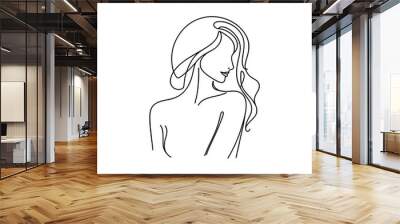 line art monoline oneline silhouette of woman vector Wall mural