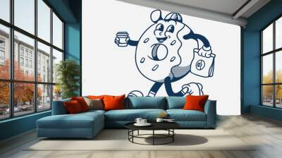 mascot character donut with retro style good for brand food company, logo, symbol, groovy character, food mascot Wall mural