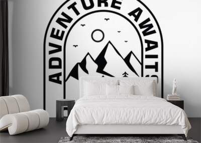 Mountain illustration, outdoor adventure . Vector graphic for t shirt and other uses. Wall mural