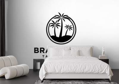 palm tree logo vector icon illustration Wall mural