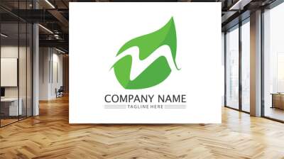 Tree leaf vector and green logo design friendly concept Wall mural