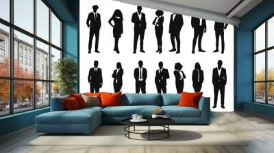 Business people group silhouettes pose on white background. Wall mural