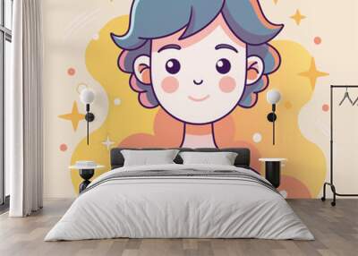 Minimalist person with a proud expression, crafted in an adorable doodle style, Generative AI Wall mural