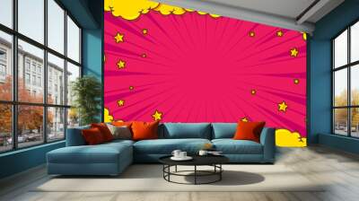 Comic abstract pop art background with cloud frame Wall mural