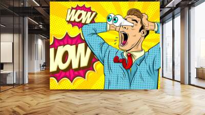 Comic cartoon wow suprised hyper expressive reaction face  Wall mural