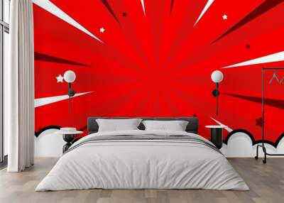 comic red background with cloud Wall mural