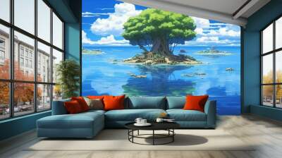 A tropical paradise, this island features stunning coral reefs and vibrant marine life.  Wall mural