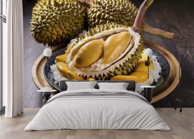 Durian with sticky rice - sweet durian peel with yellow bean Wall mural